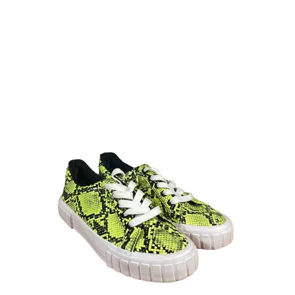 Bershka Women’s Yellow & Black Street Style Lace-Up Sneakers Size 38 - Picture 1 of 10